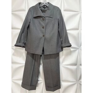 Pendleton Womens Sz 6 Gray 100% Virgin Wool Jacket Blazer Pant Suit 2pc Set USA